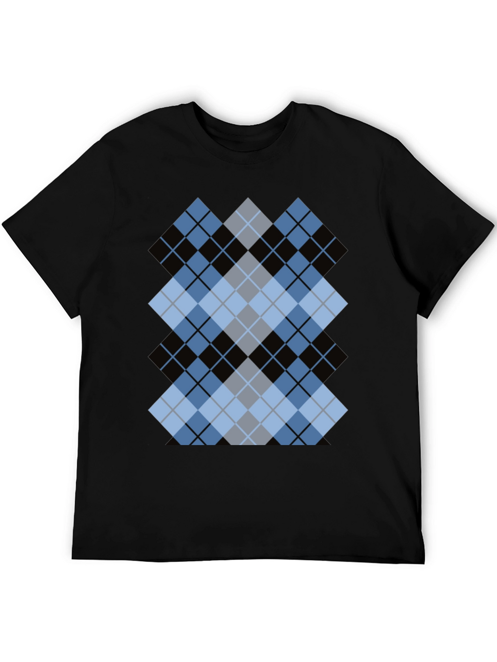 Stylish Black T-Shirt with Argyle Diamond Design
