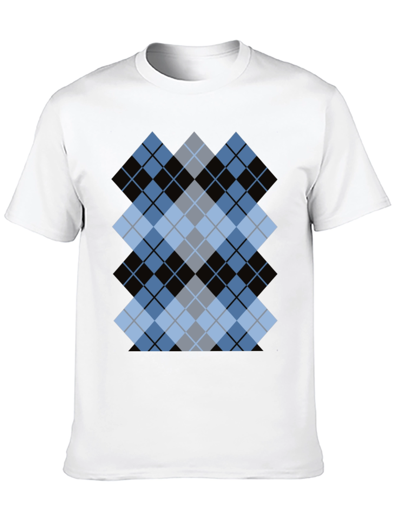 Stylish Black T-Shirt with Argyle Diamond Design