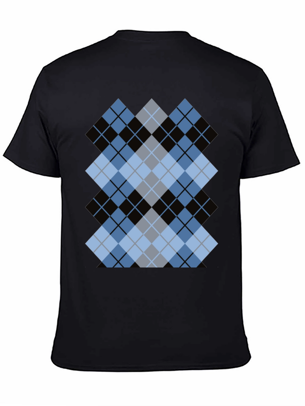 Stylish Black T-Shirt with Argyle Diamond Design