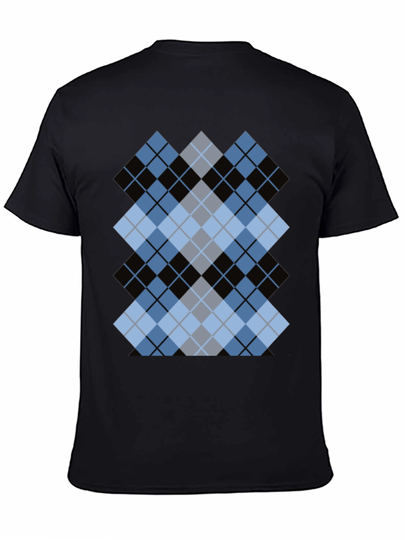 Stylish Black T-Shirt with Argyle Diamond Design
