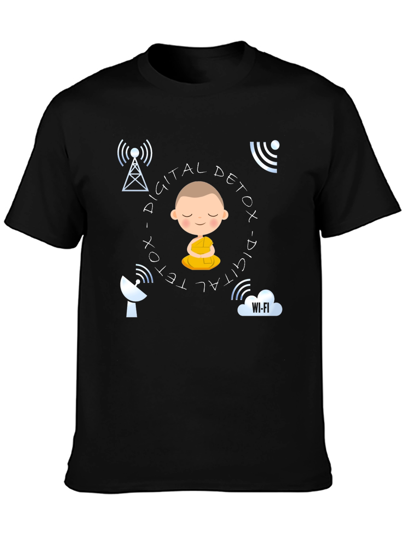 Digital Detox T-Shirt Meditation Design Relaxed Fit