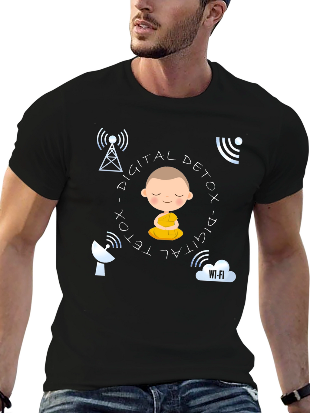 Digital Detox T-Shirt Meditation Design Relaxed Fit