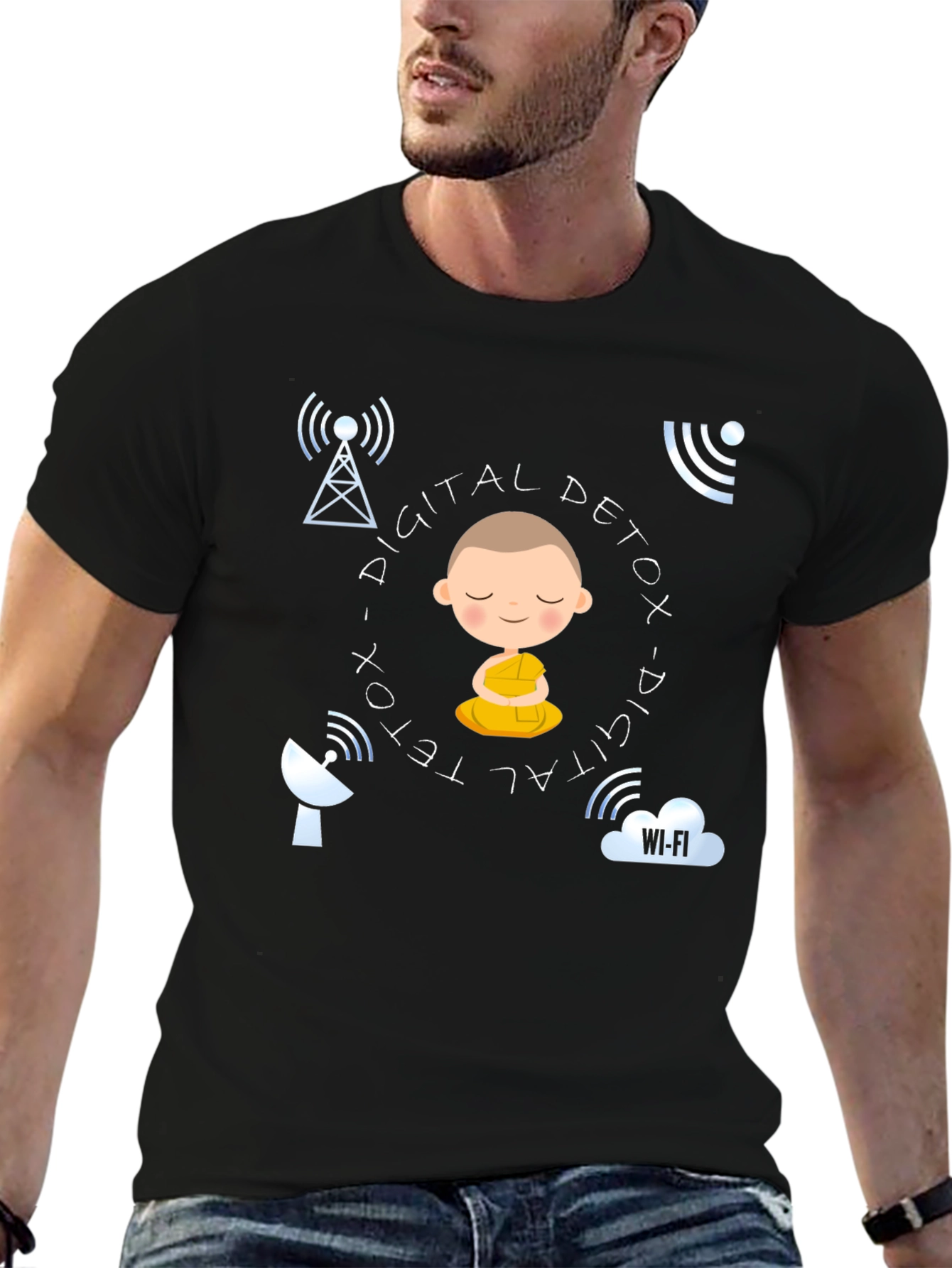 Digital Detox T-Shirt Meditation Design Relaxed Fit