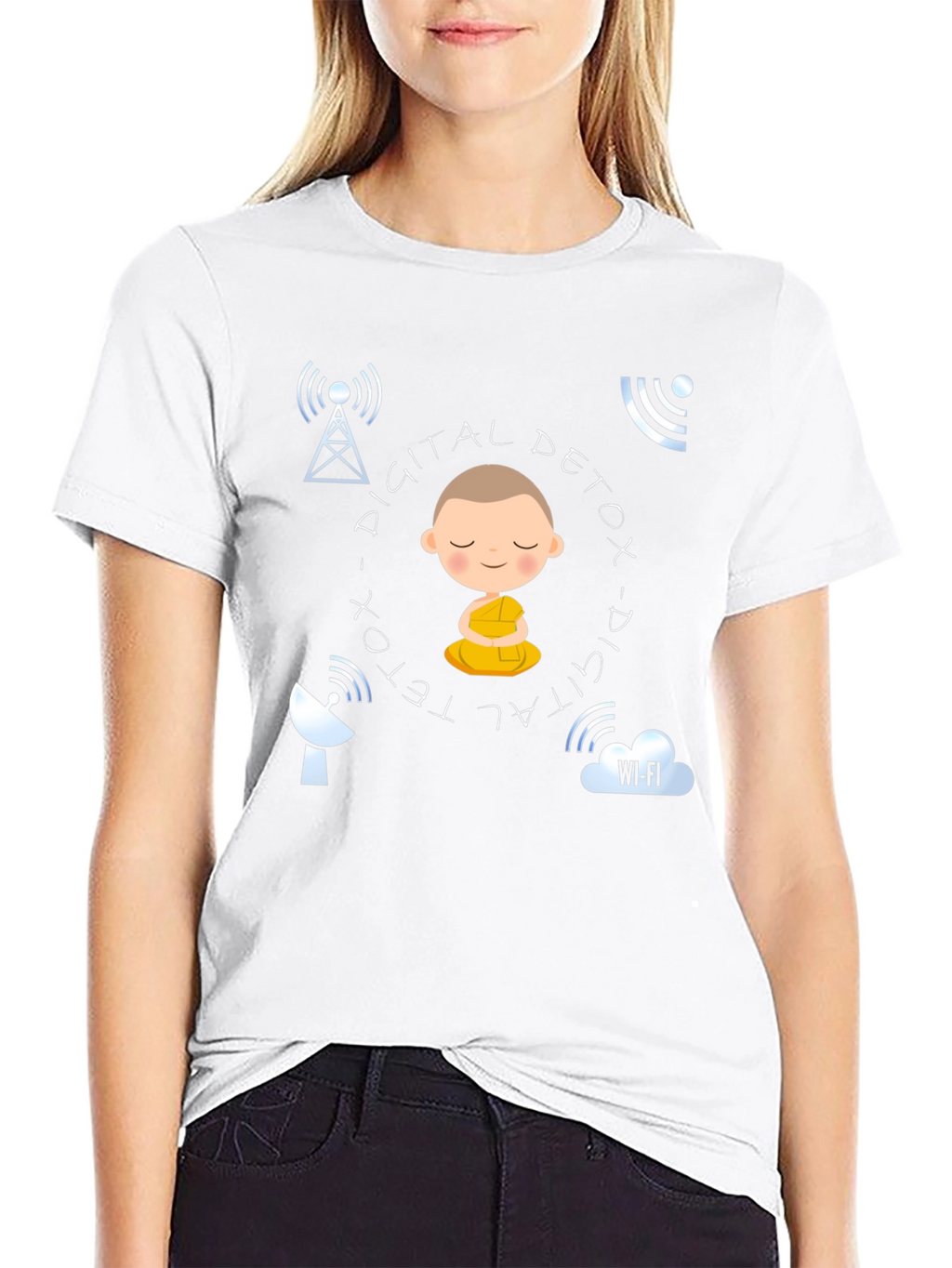 Digital Detox T-Shirt Meditation Design Relaxed Fit