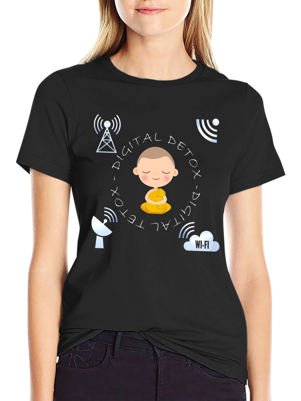 Digital Detox T-Shirt Meditation Design Relaxed Fit