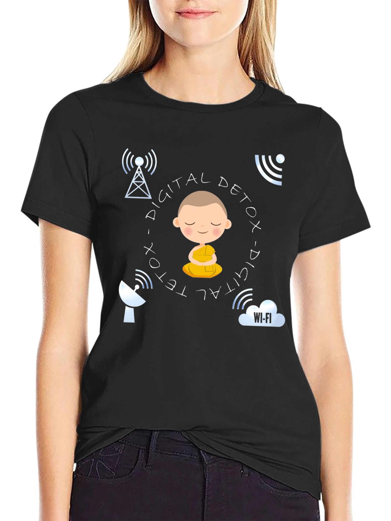 Digital Detox T-Shirt Meditation Design Relaxed Fit