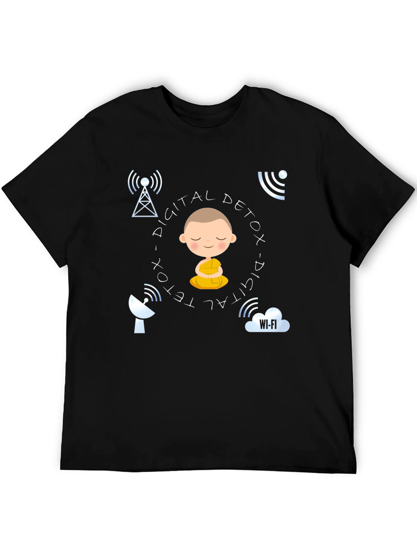 Digital Detox T-Shirt Meditation Design Relaxed Fit