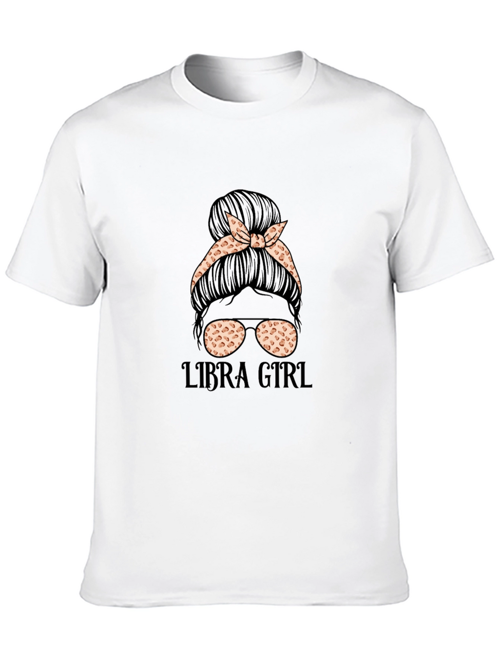 Libra Girl Messy Bun T-Shirt - Zodiac Tee
