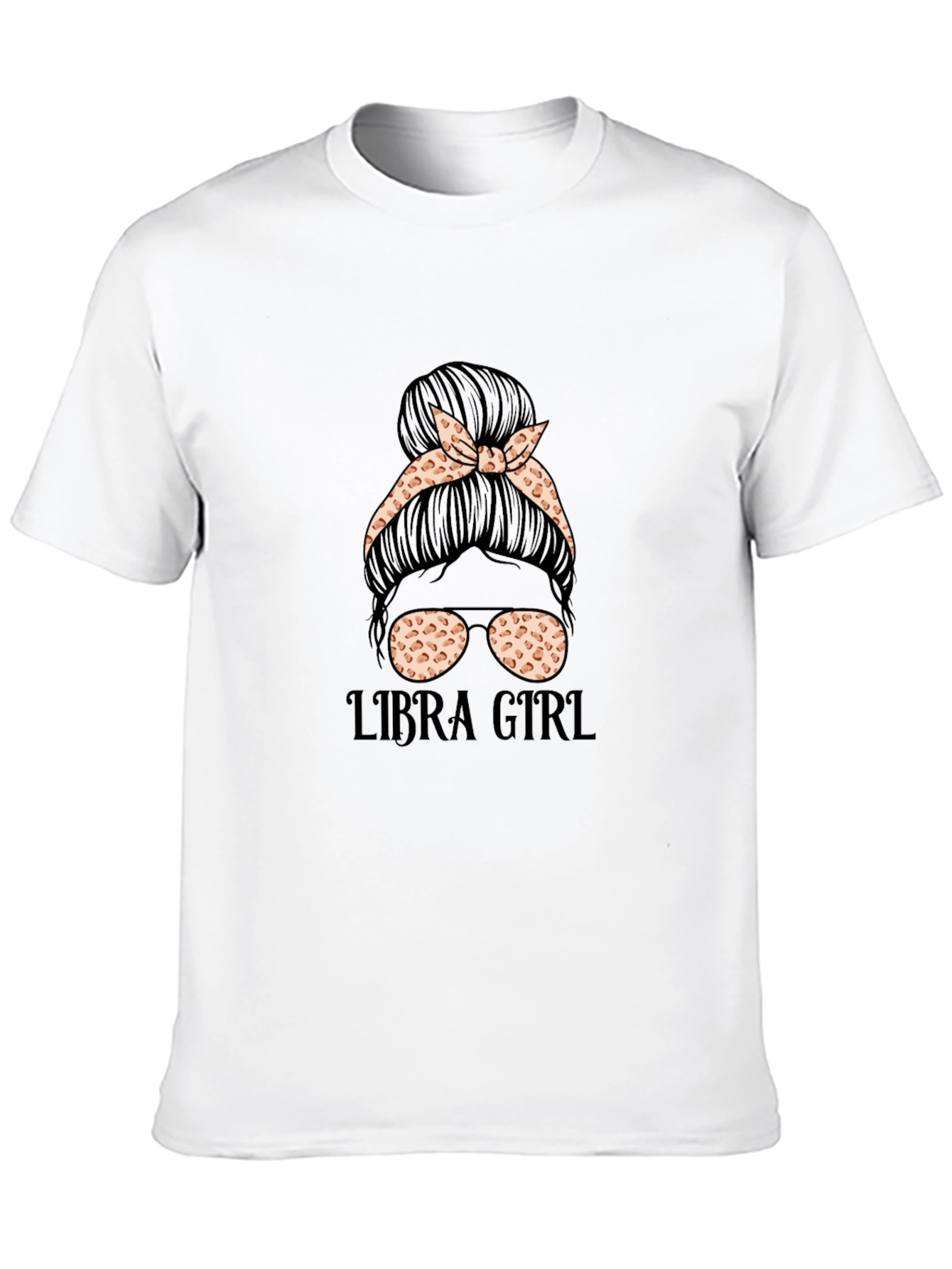 Libra Girl Messy Bun T-Shirt - Zodiac Tee