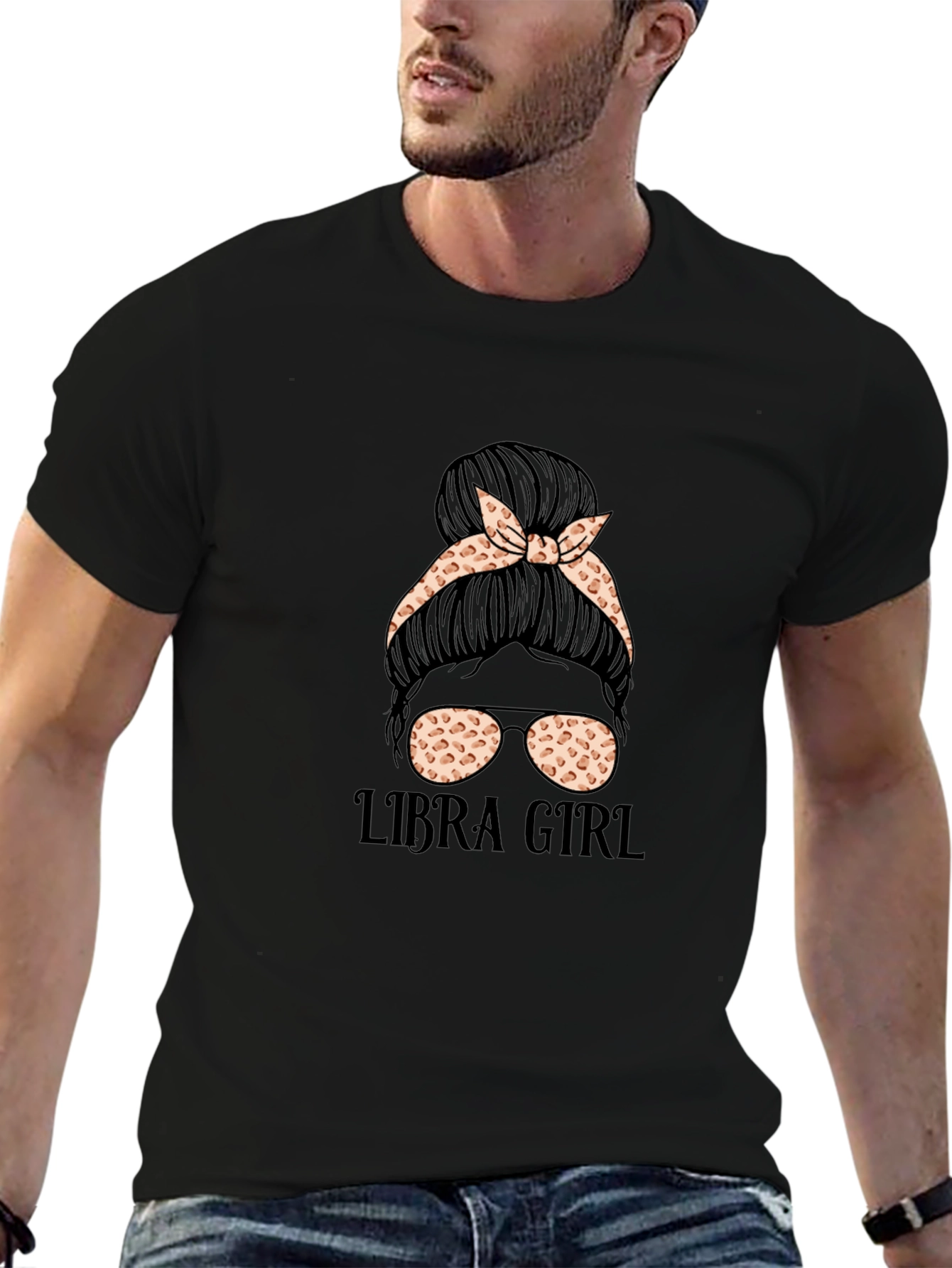 Libra Girl Messy Bun T-Shirt - Zodiac Tee