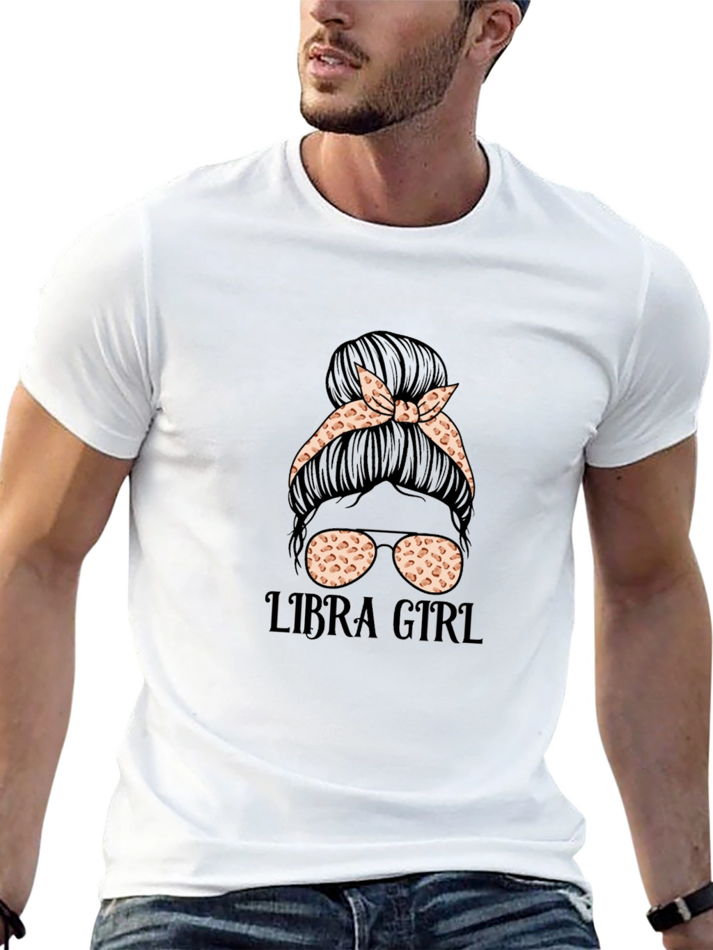 Libra Girl Messy Bun T-Shirt - Zodiac Tee