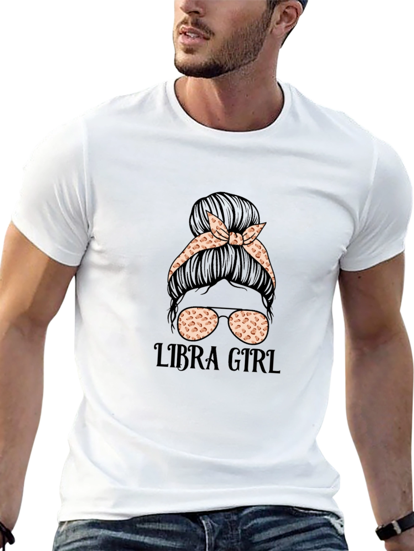 Libra Girl Messy Bun T-Shirt - Zodiac Tee