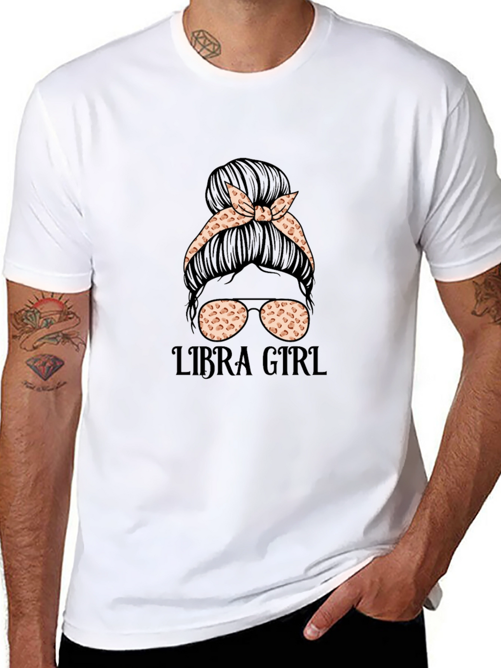 Libra Girl Messy Bun T-Shirt - Zodiac Tee