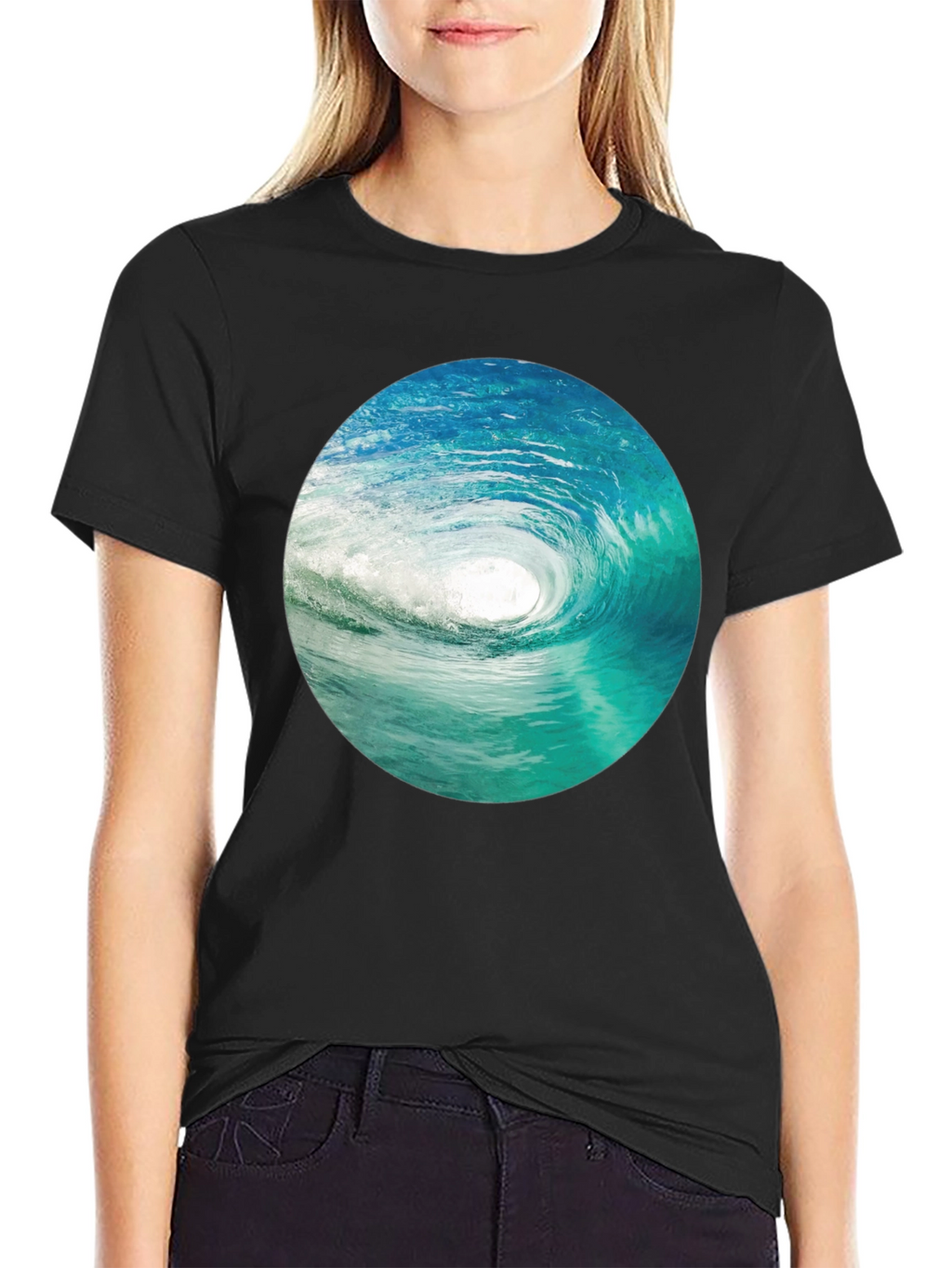 Ocean Wave Graphic Black T-Shirt