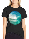 Ocean Wave Graphic Black T-Shirt