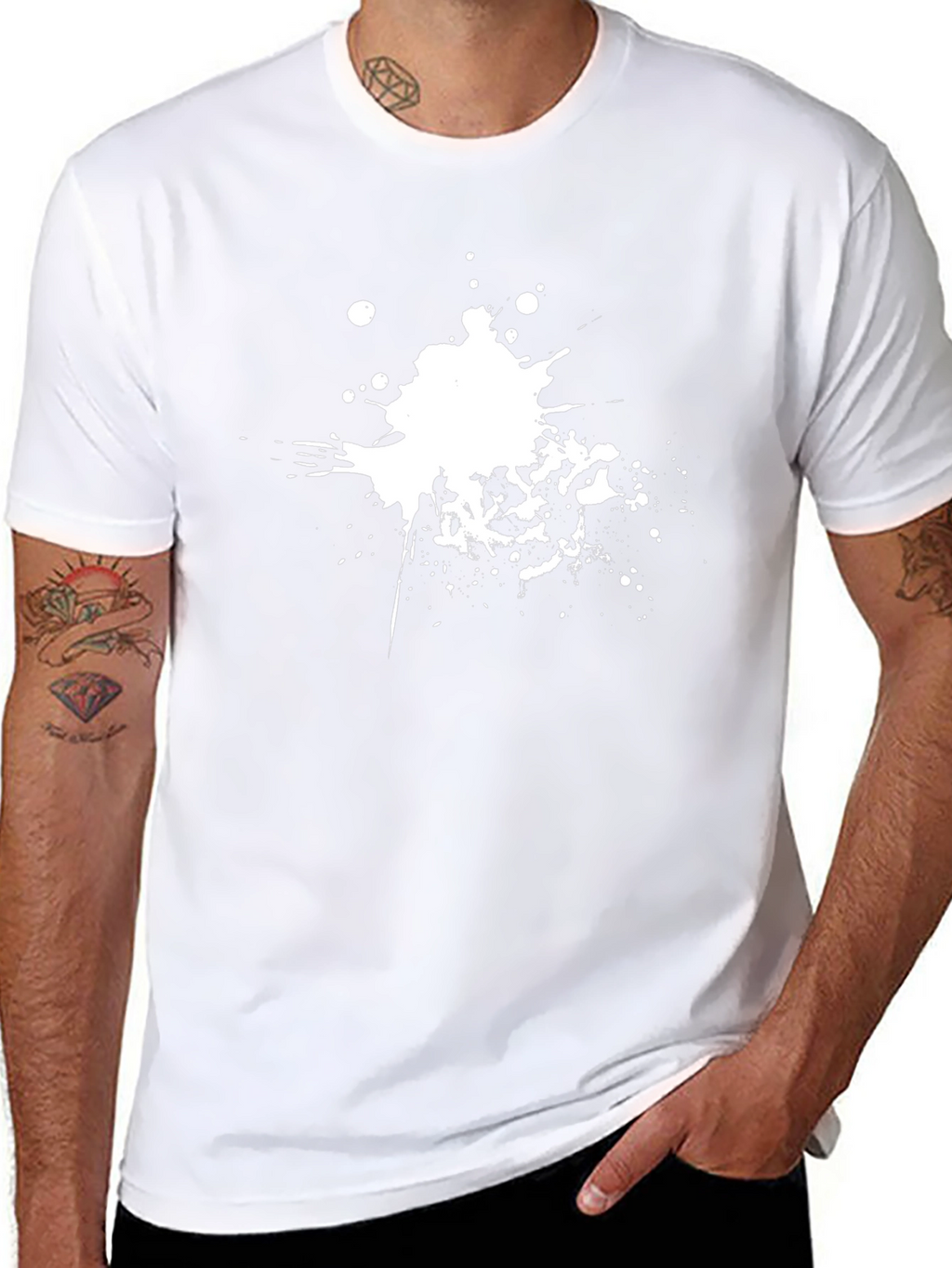 Black T-Shirt with White Splatter Design