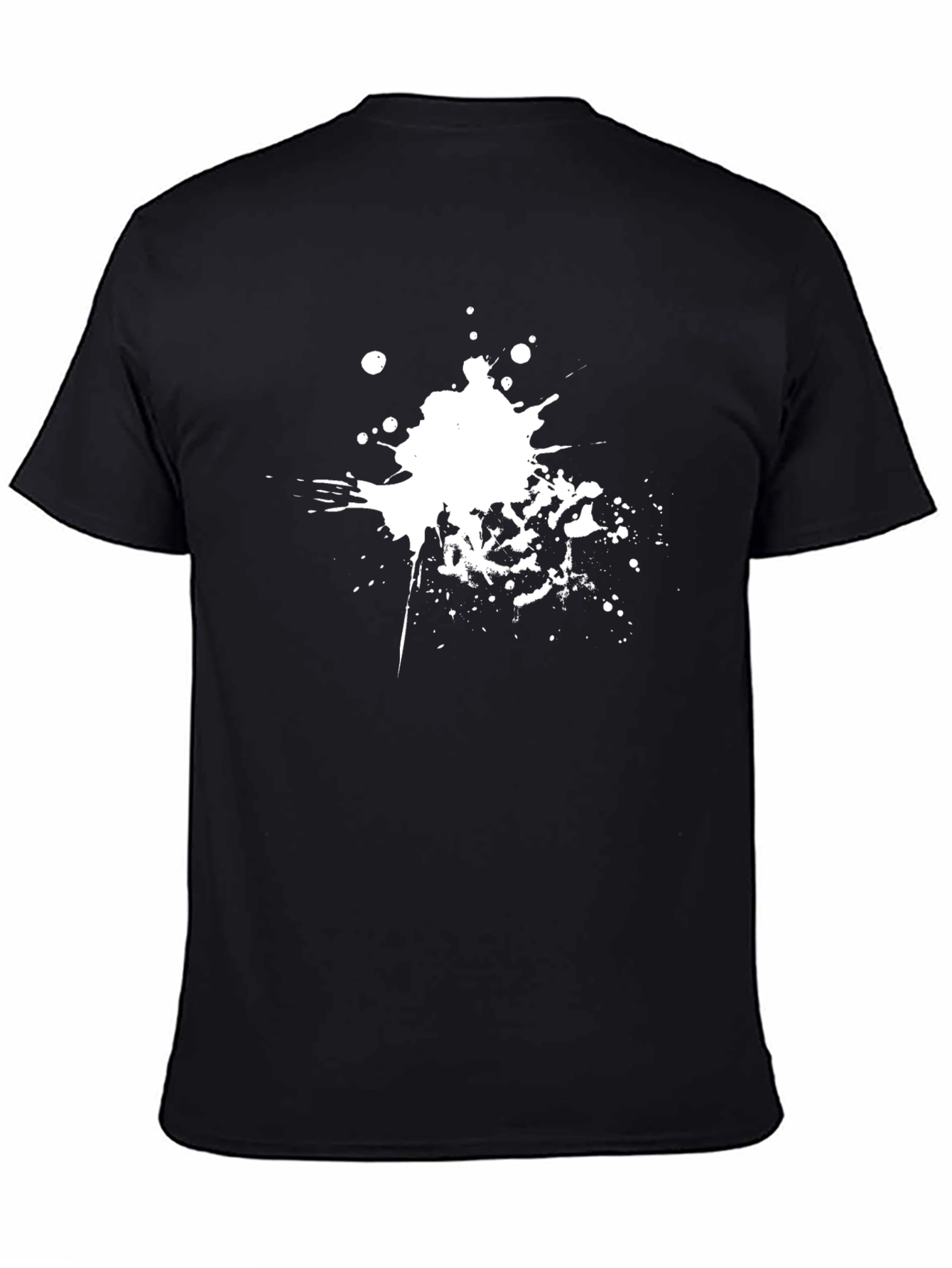 Black T-Shirt with White Splatter Design