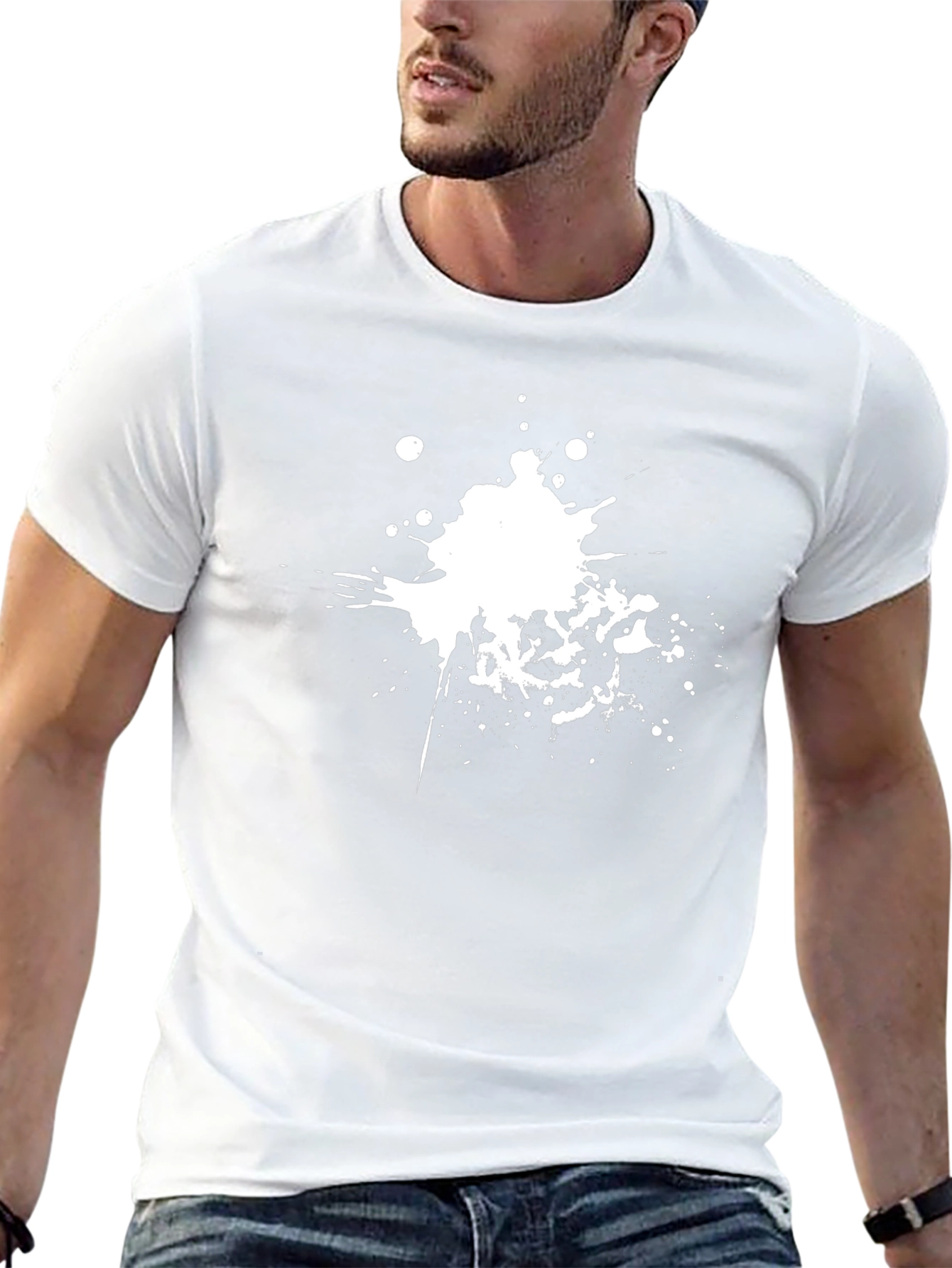 Black T-Shirt with White Splatter Design