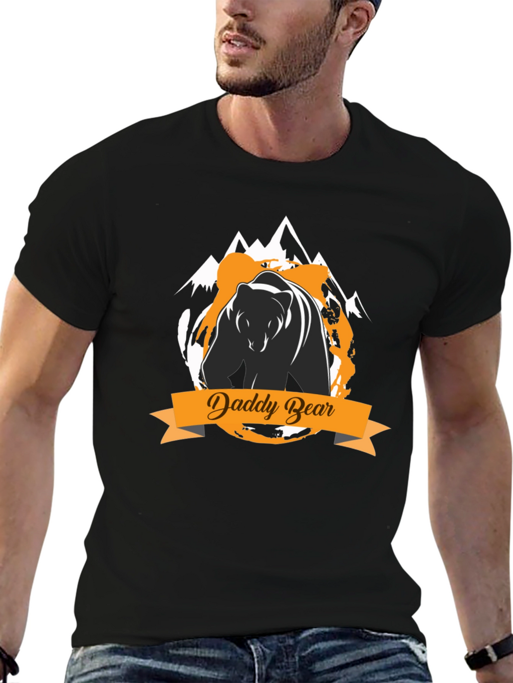 Daddy Bear Graphic Tee - Black Cotton T-Shirt