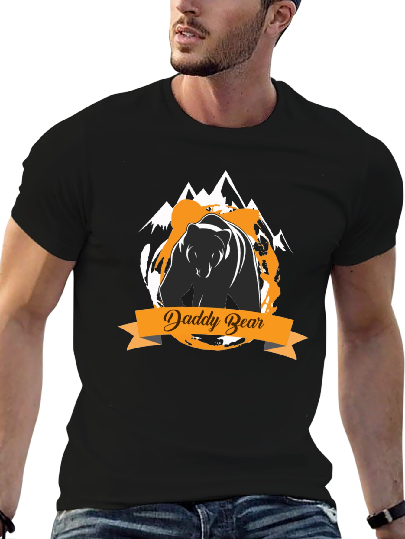 Daddy Bear Graphic Tee - Black Cotton T-Shirt