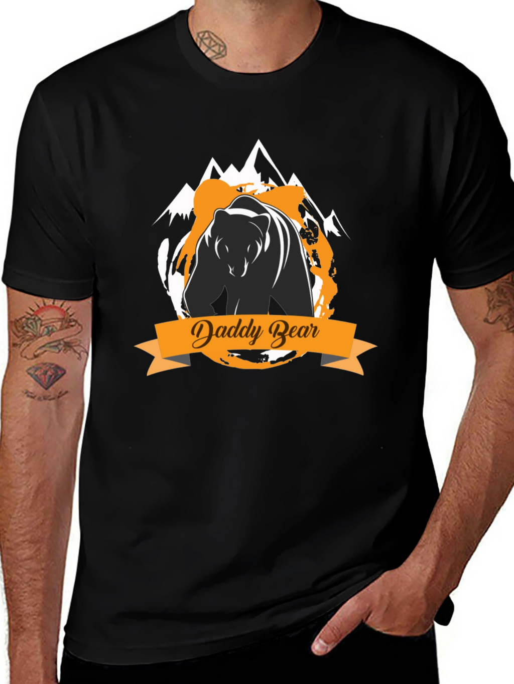 Daddy Bear Graphic Tee - Black Cotton T-Shirt