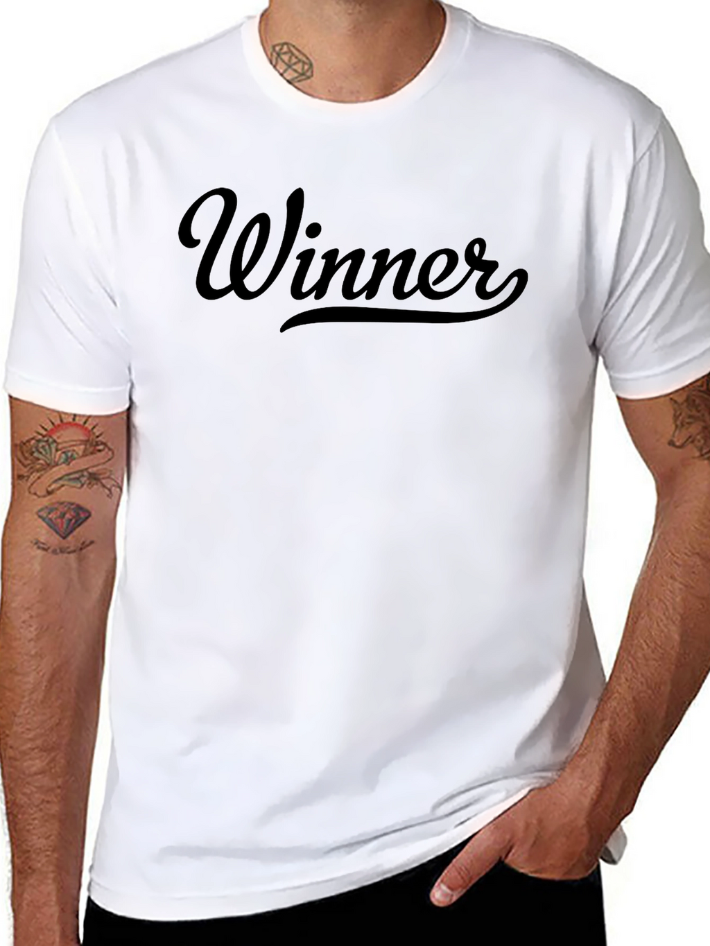 Winner Graphic Crew Neck T-Shirt - Black