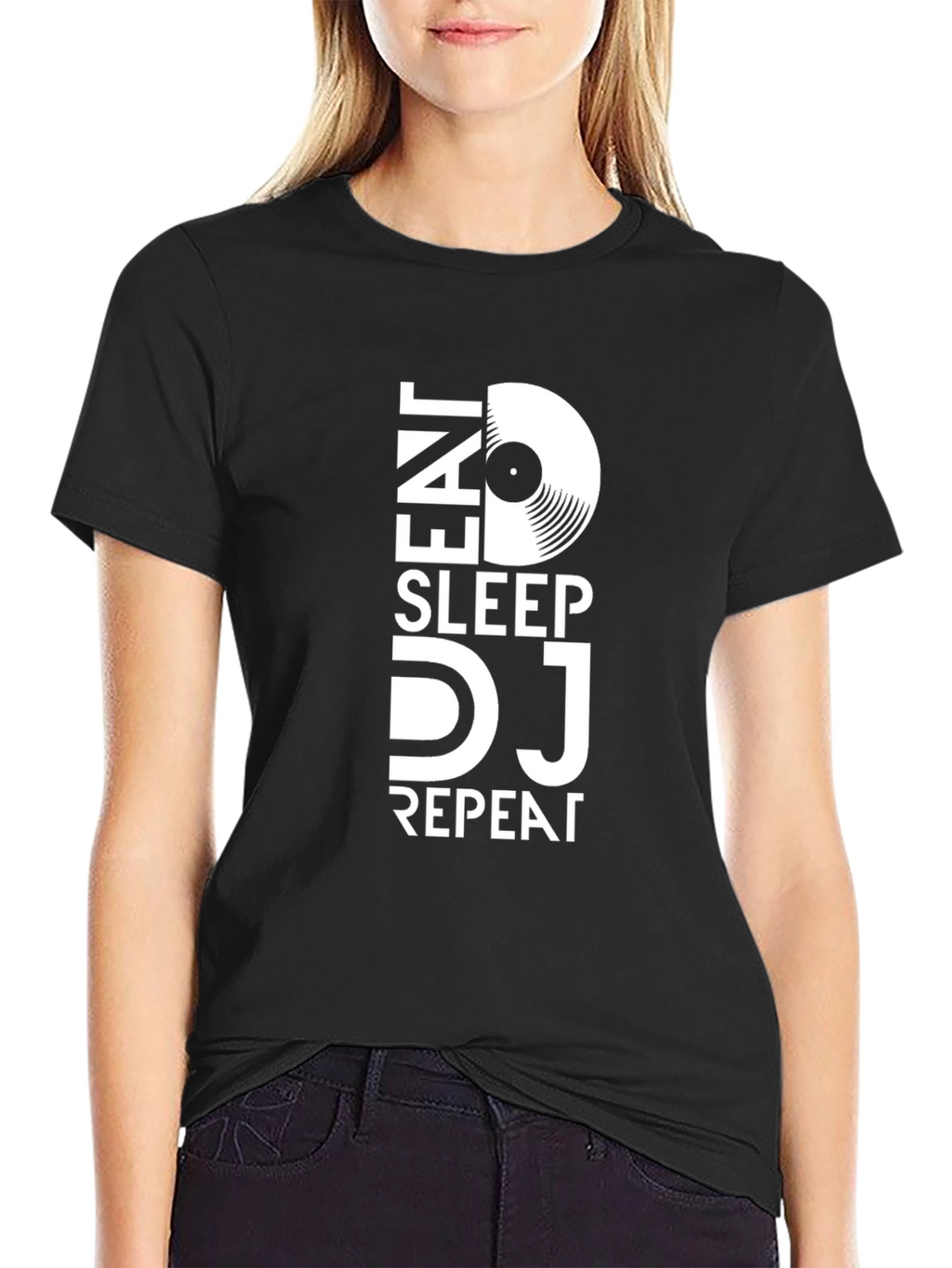 Eat Sleep DJ Repeat Black Graphic T-Shirt