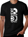 Eat Sleep DJ Repeat Black Graphic T-Shirt