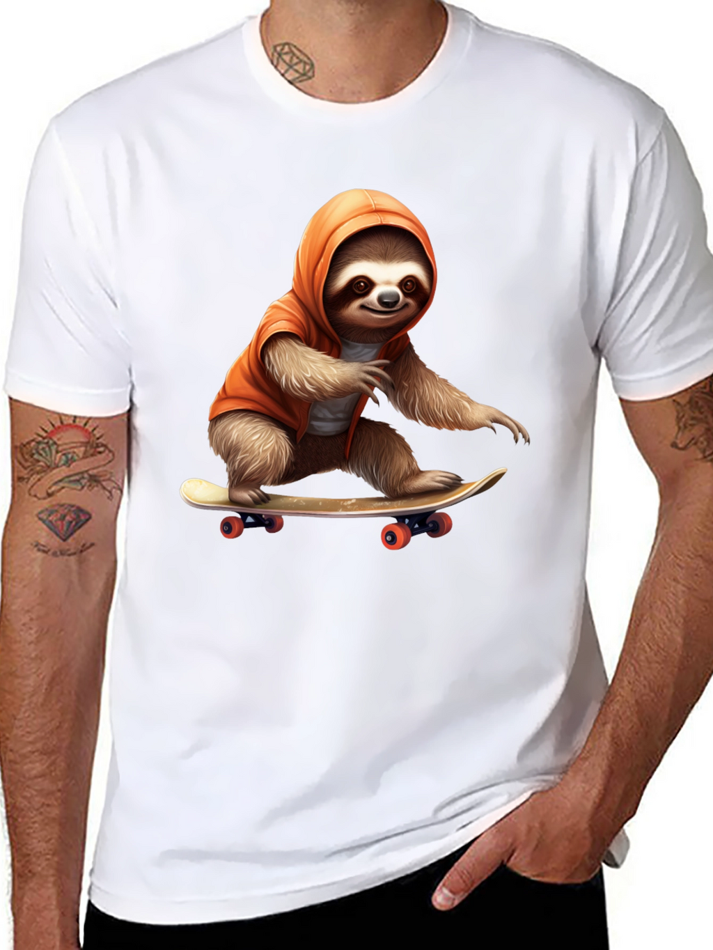 Sloth Skateboarder Graphic Tee