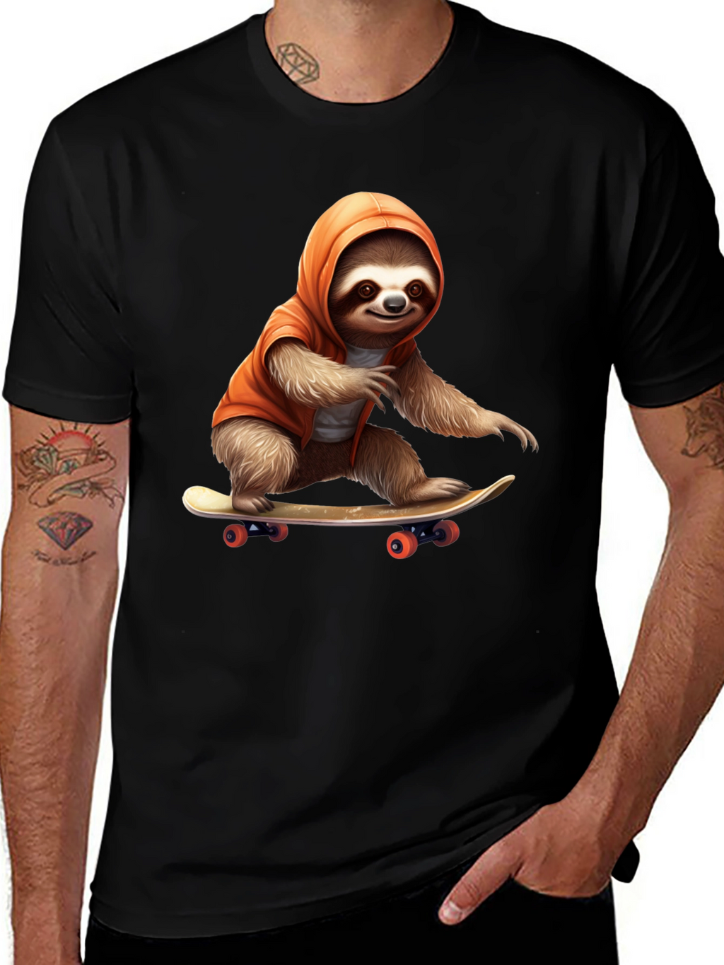 Sloth Skateboarder Graphic Tee