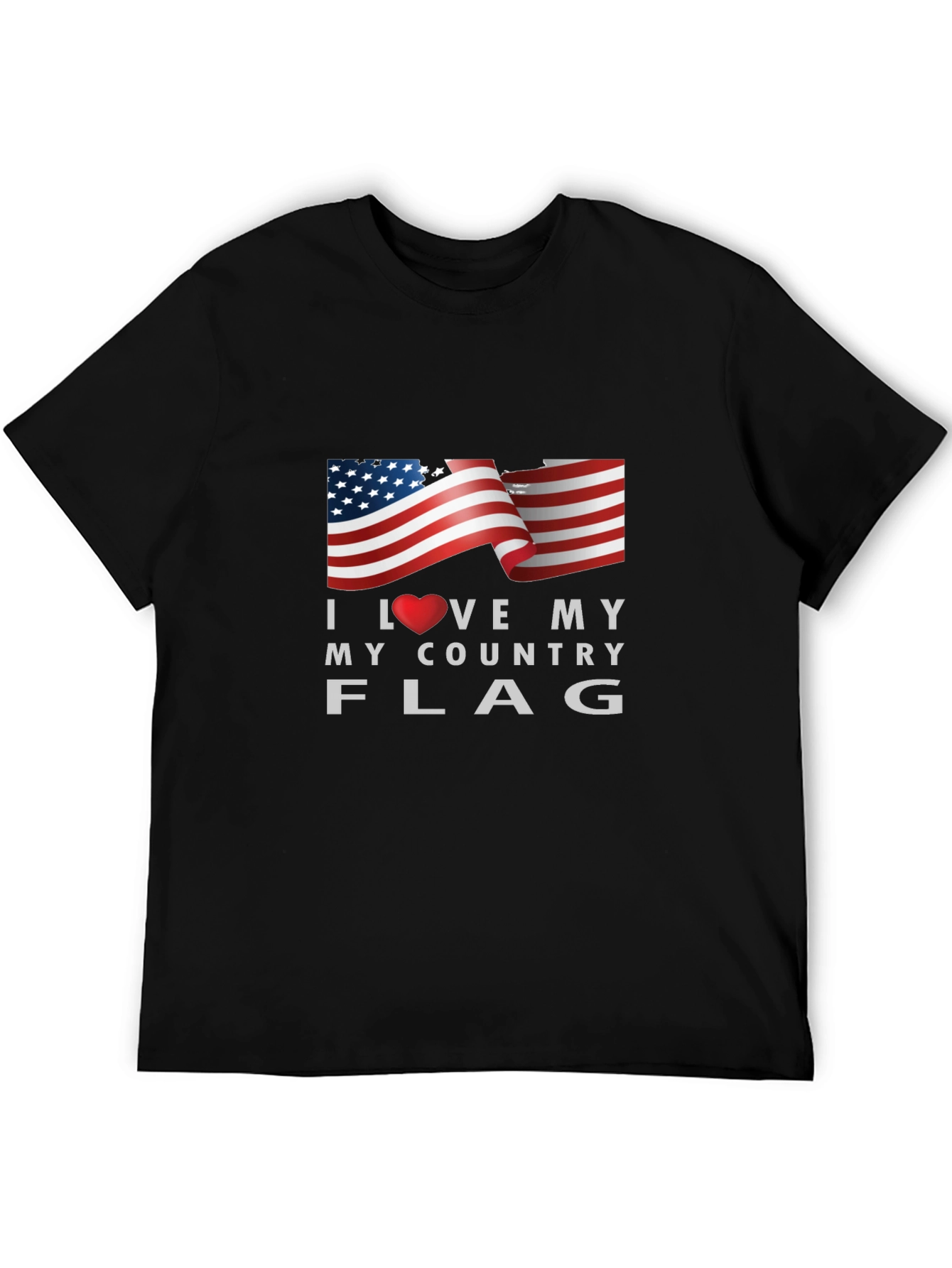 I Love My Country Flag Graphic Tee Patriotic T-Shirt