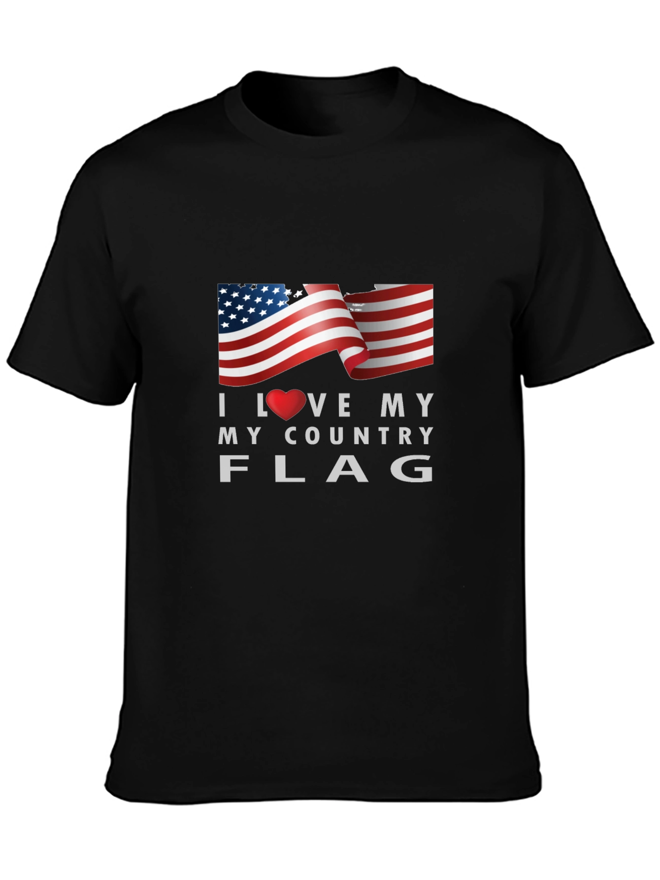 I Love My Country Flag Graphic Tee Patriotic T-Shirt