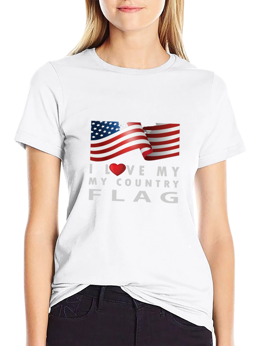 I Love My Country Flag Graphic Tee Patriotic T-Shirt