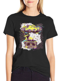 Skull Floral Explosion Graphic Tee