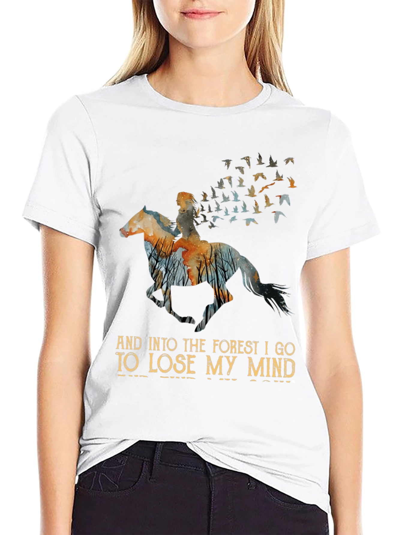 Forest Horse Rider T-Shirt: Lose My Mind Design