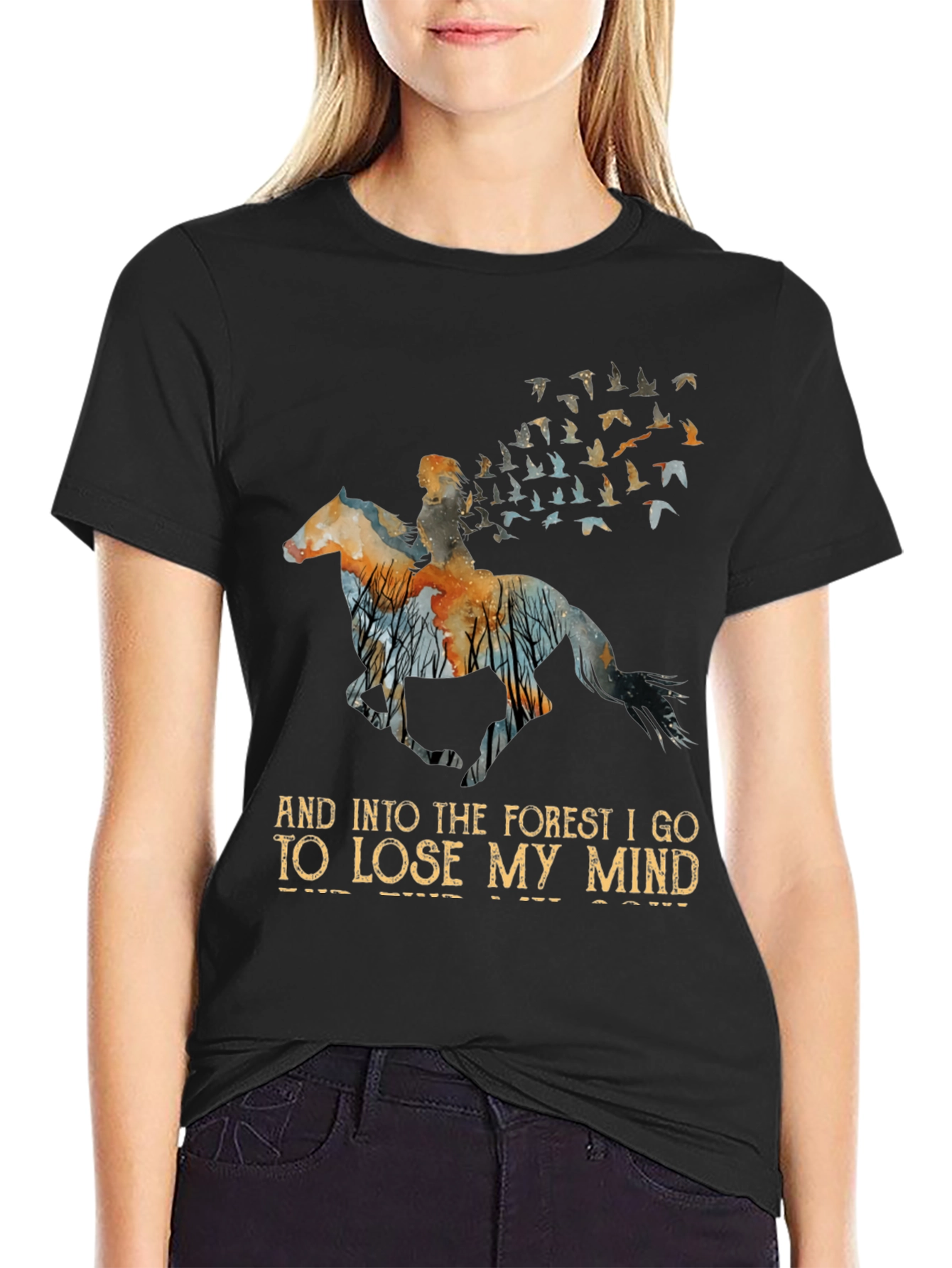 Forest Horse Rider T-Shirt: Lose My Mind Design