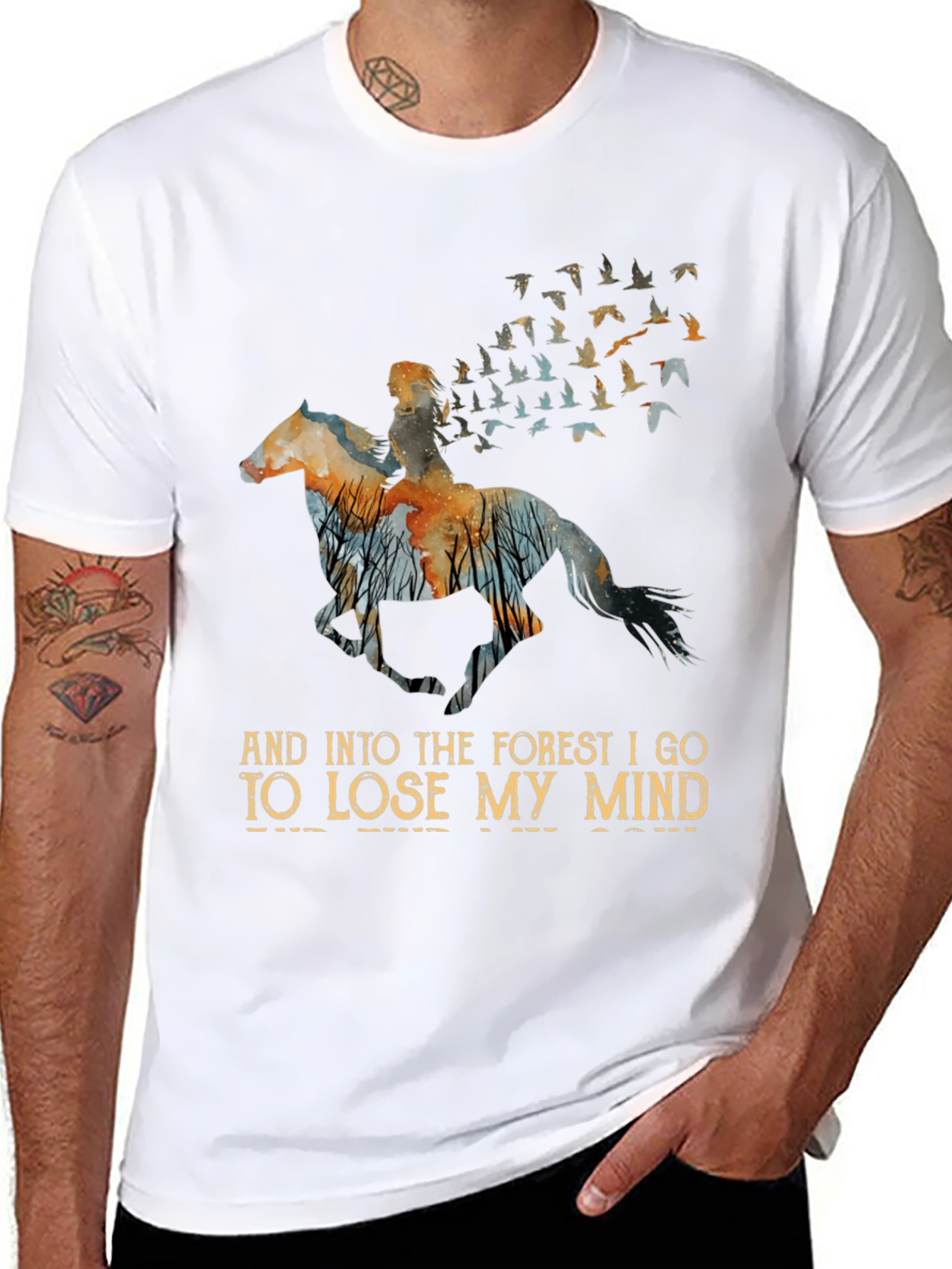 Forest Horse Rider T-Shirt: Lose My Mind Design