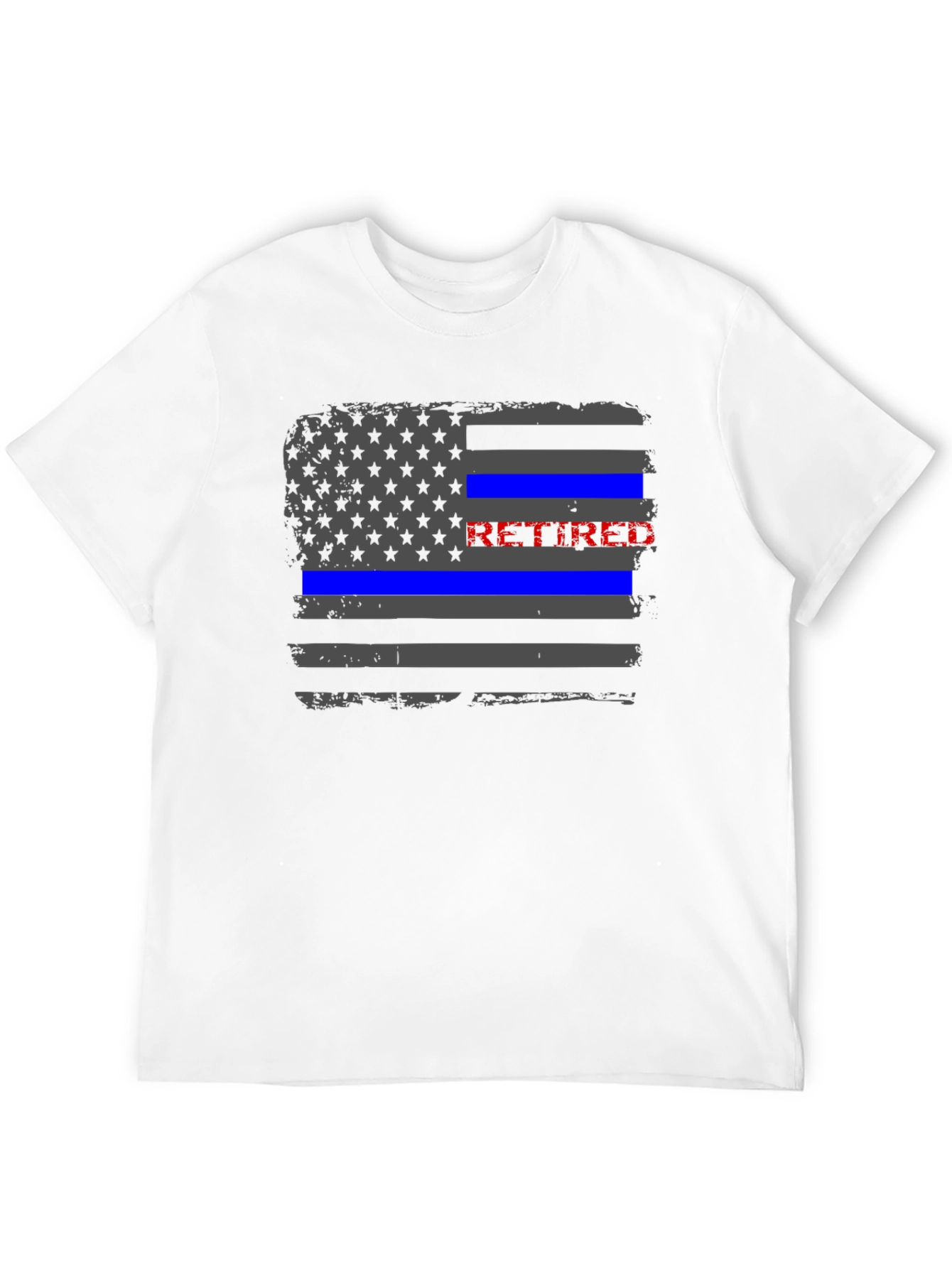 Retired Police Officer Thin Blue Line Flag T-Shirt