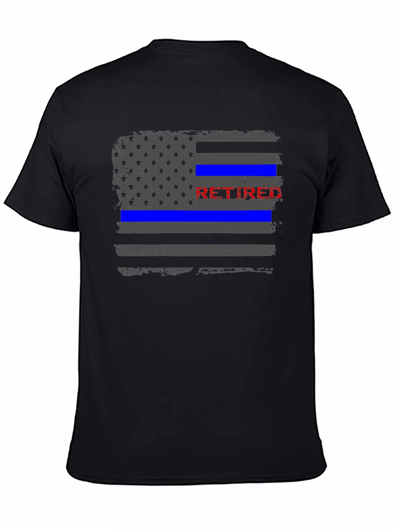Retired Police Officer Thin Blue Line Flag T-Shirt