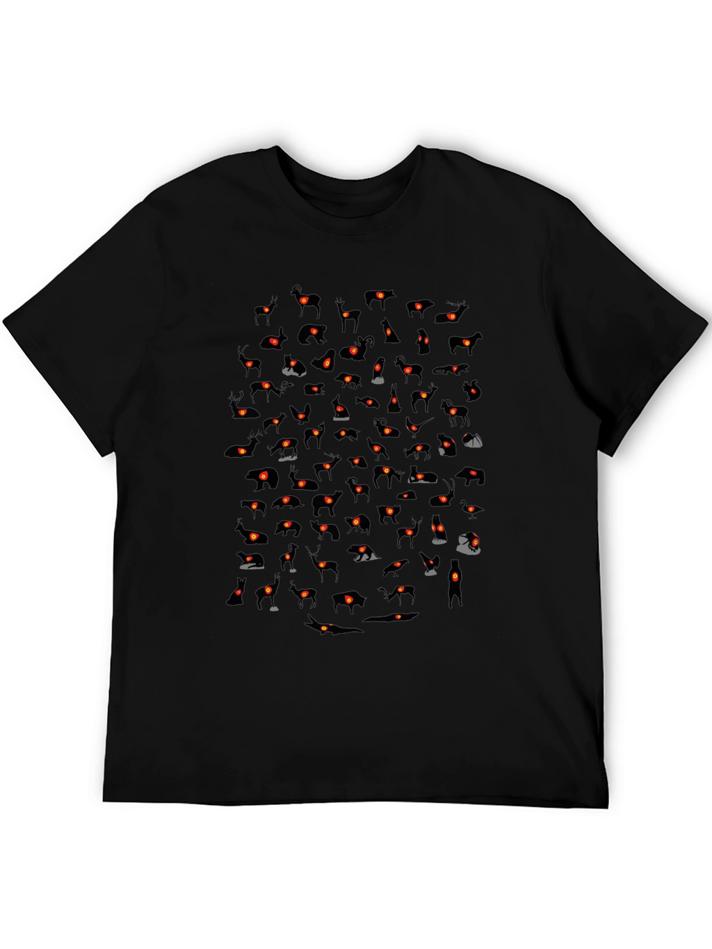 Mens Black T-Shirt with Animal Silhouette Pattern
