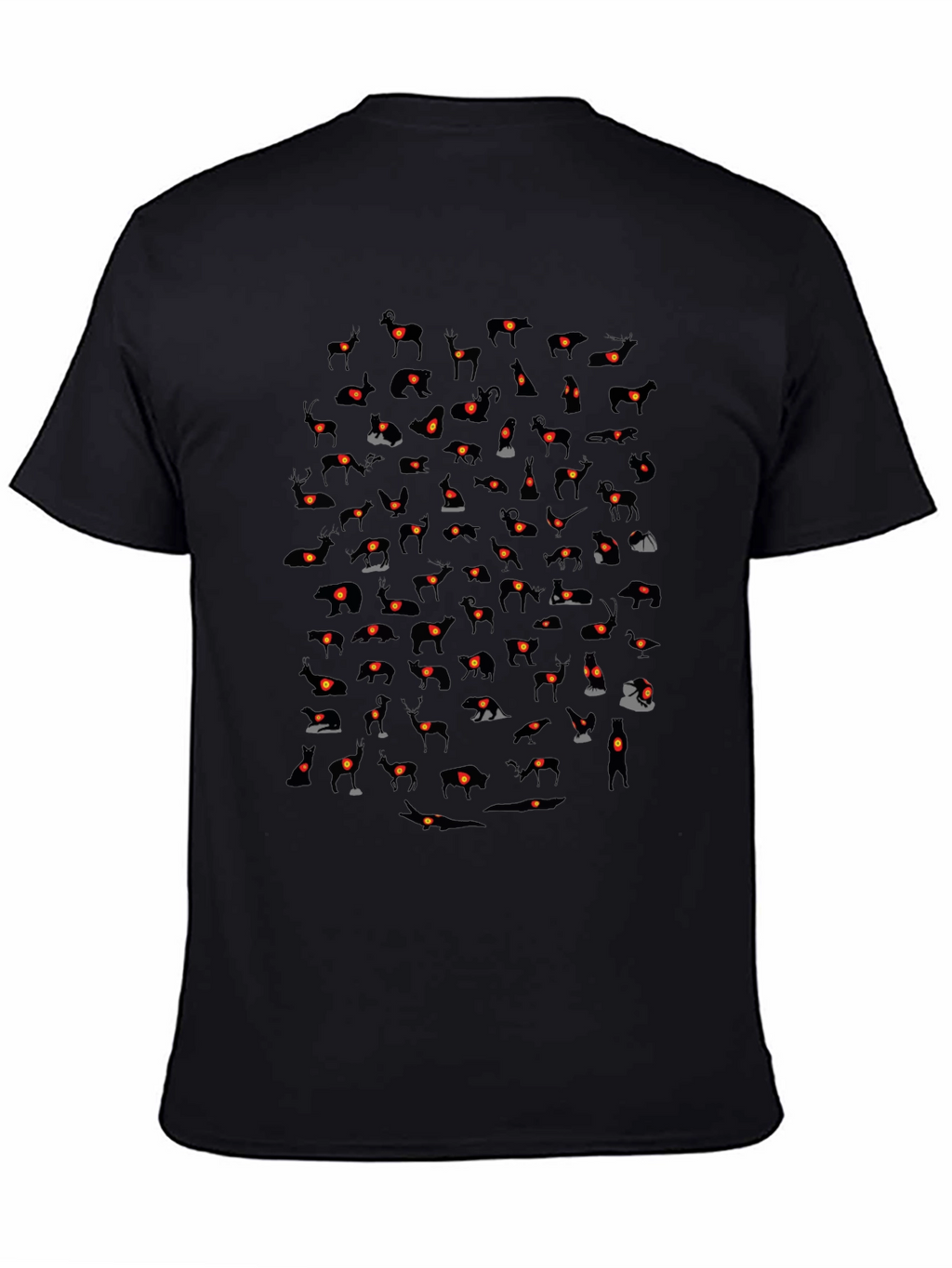 Mens Black T-Shirt with Animal Silhouette Pattern