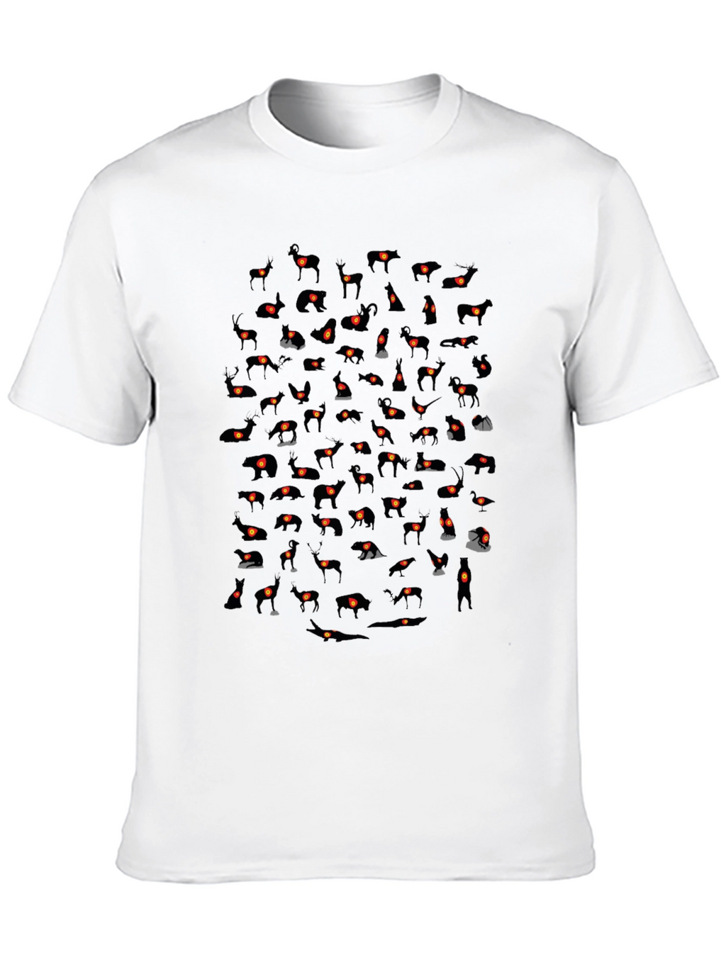 Mens Black T-Shirt with Animal Silhouette Pattern