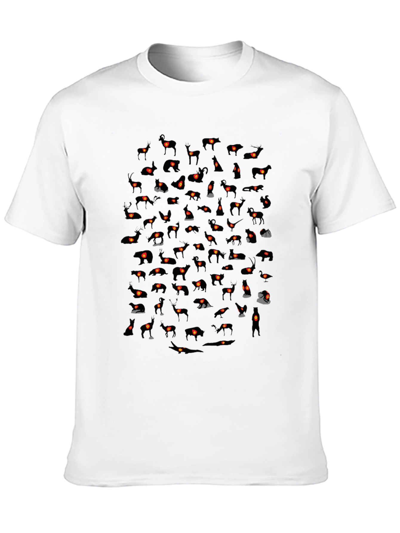 Mens Black T-Shirt with Animal Silhouette Pattern
