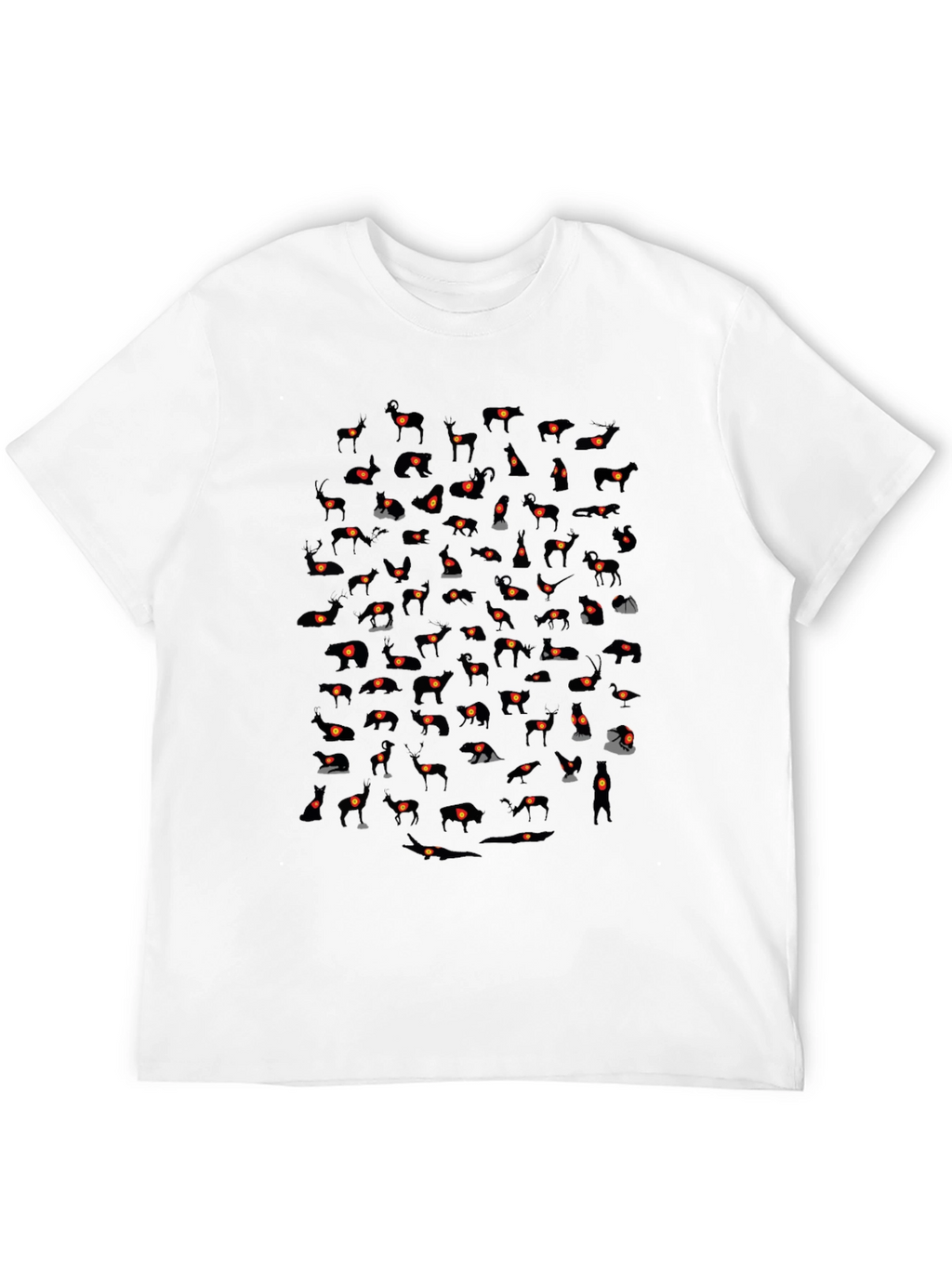 Mens Black T-Shirt with Animal Silhouette Pattern