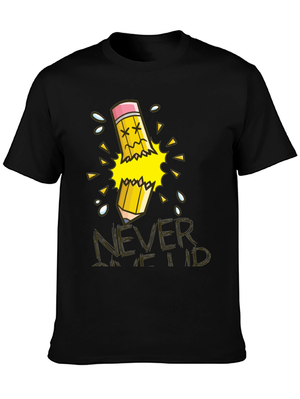 Never Give Up T-Shirt Broken Pencil Design