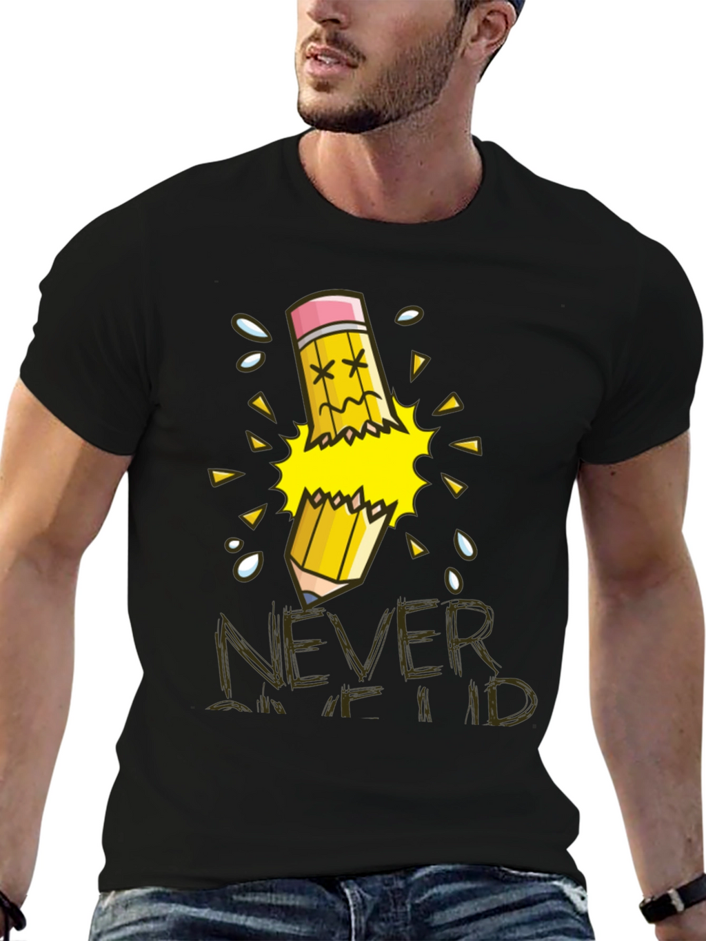 Never Give Up T-Shirt Broken Pencil Design