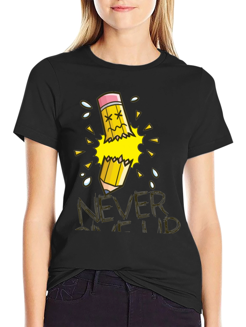 Never Give Up T-Shirt Broken Pencil Design