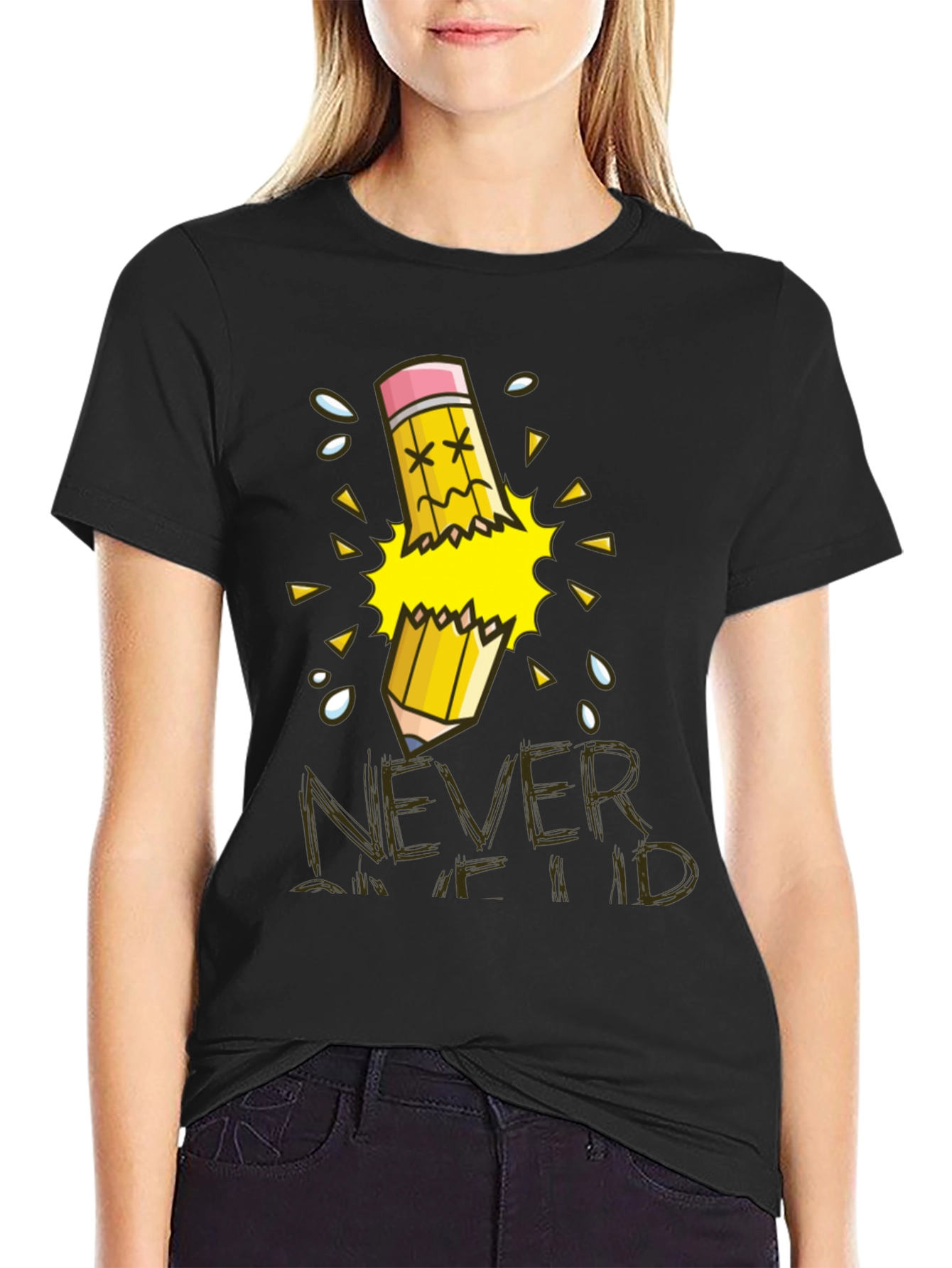 Never Give Up T-Shirt Broken Pencil Design