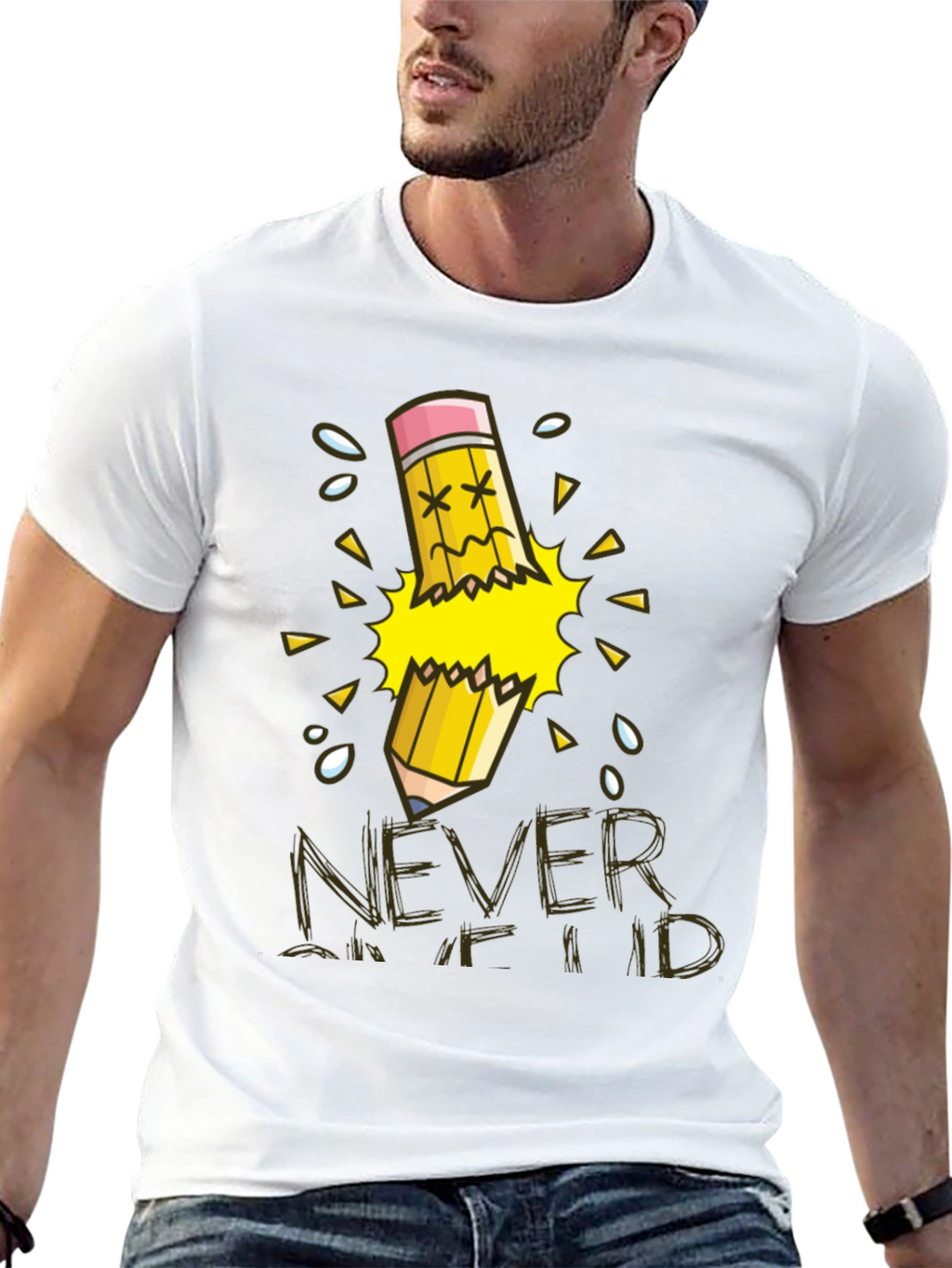 Never Give Up T-Shirt Broken Pencil Design
