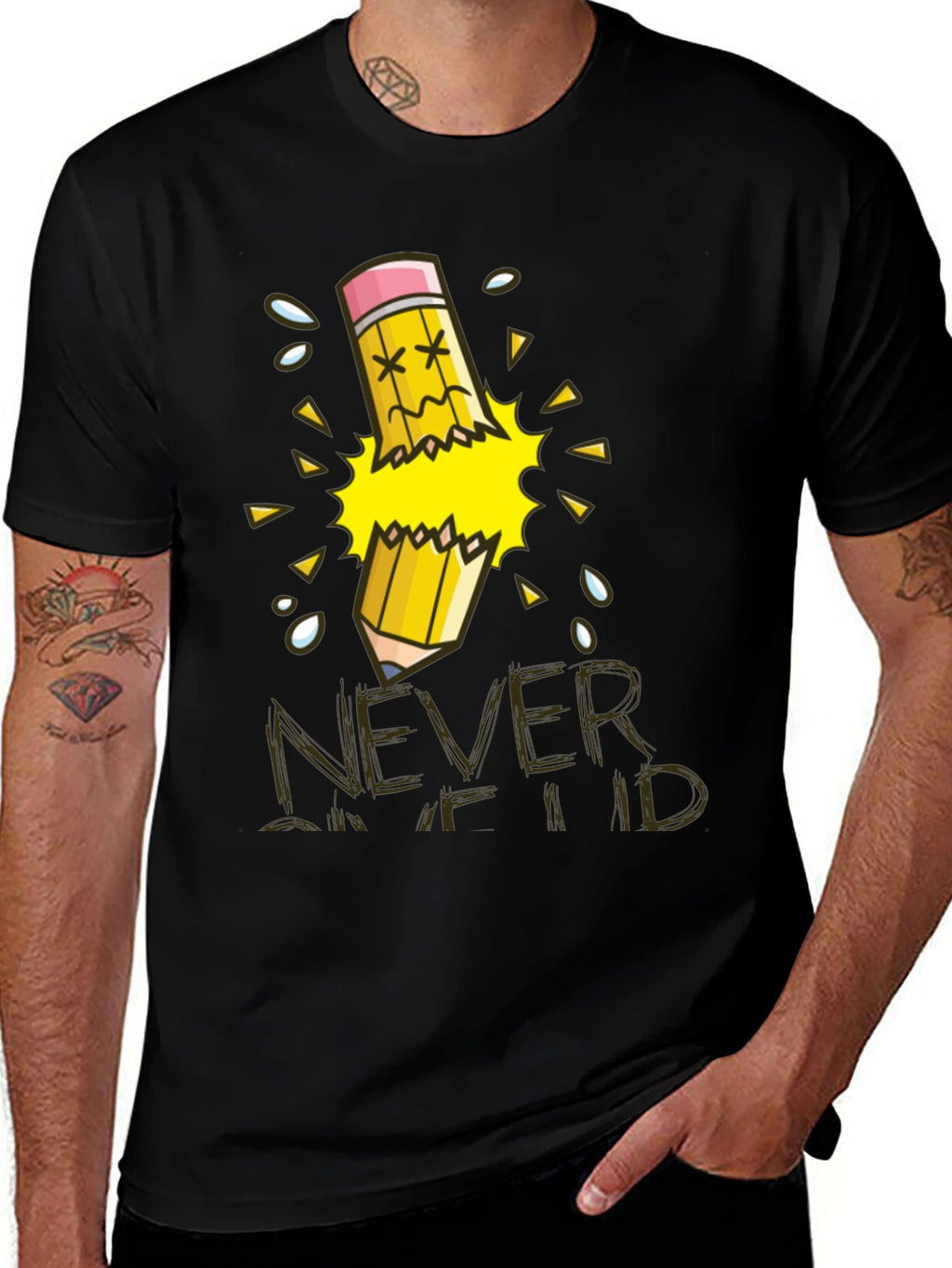 Never Give Up T-Shirt Broken Pencil Design